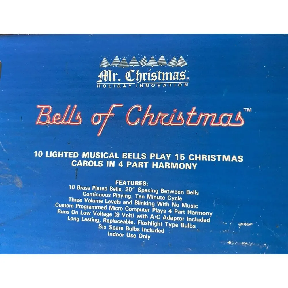 Vtg Mr Christmas Bells of Christmas 10 Lighted Brass Musical Bells 15 Songs 1991